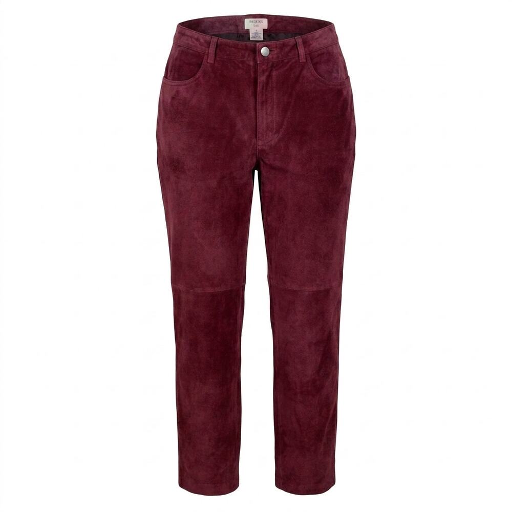 Brooks 346 100% Leather Burgundy Faux Suede Straight Leg Pants Women Size 6
